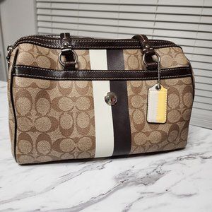 PRISTINE🌟 Coach Heritage Stripe Signature Shoulder Bag